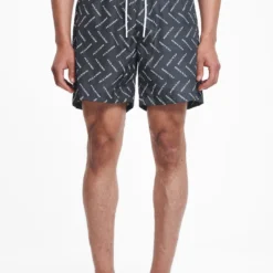 Kermint Monogramm Swim Shorts Black Ink White