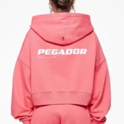 Culla Logo Oversized Cropped Hoodie Vintage Washed Strawberry