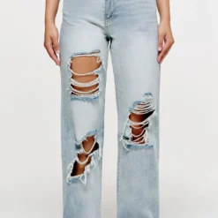 Tracy Distressed Wide Jeans Light Blue