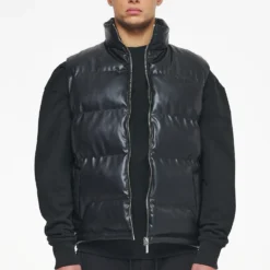 Arid Faux Leather Vest Black Ink