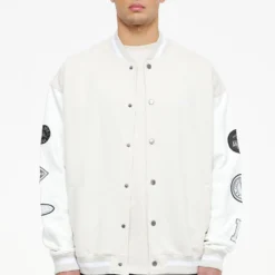 Yardley Varsity Jacket Washed Angels Cream Bright White