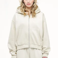 Valinda Cropped Zip Hoodie Vintage Washed Angels Cream Gum