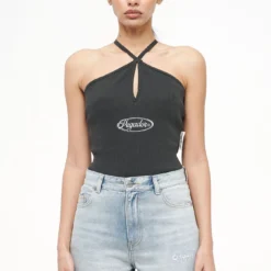 Santos Rib Neckholder Bodysuit Vintage Washed Iron Grey