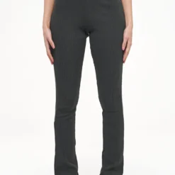 Elida Rib Hip Strap Flared Leggings Vintage Washed Iron Grey