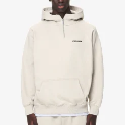 Logo Oversized Halfzip Hoodie Washed Dust Cream Gum