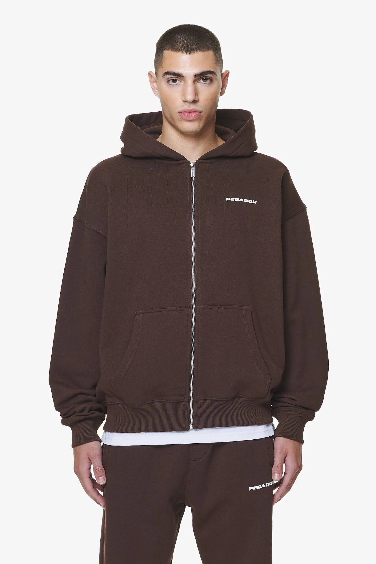 Logo Oversized Sweat Jacket Washed Oak Brown Gum