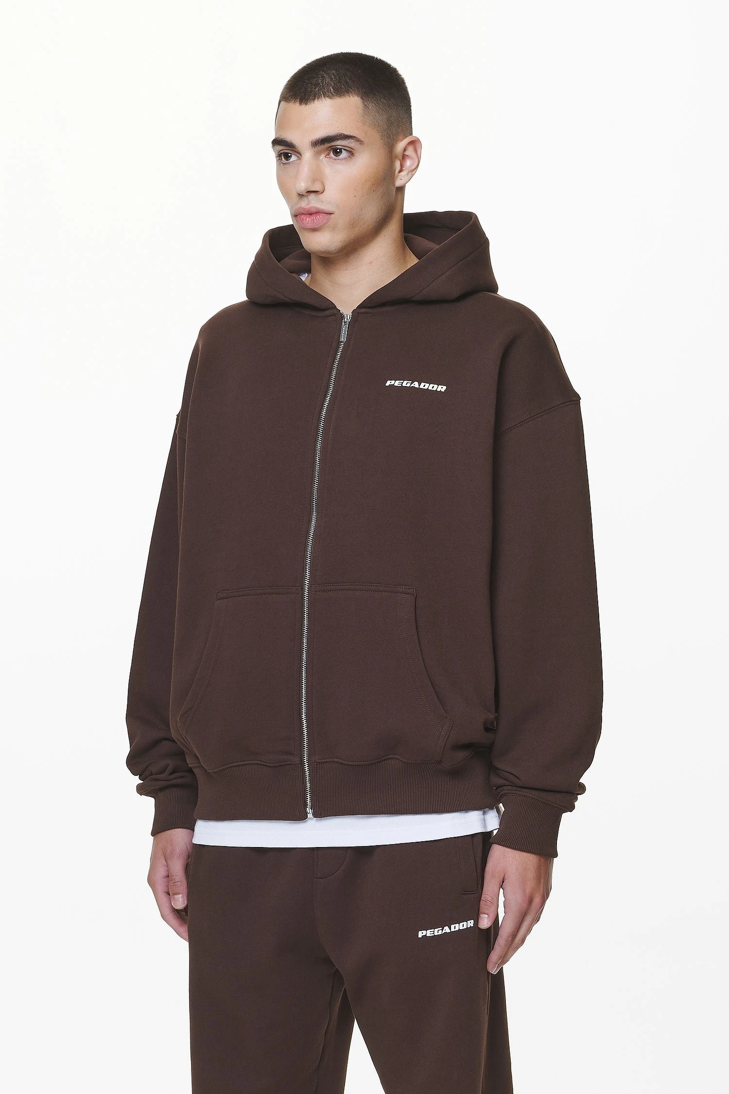 Logo Oversized Sweat Jacket Washed Oak Brown Gum - Image 3