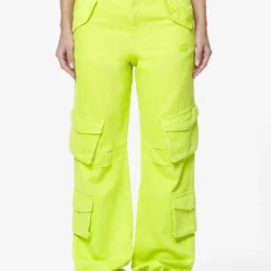 Maloy Cargo Wide Jeans Washed Lime Yellow