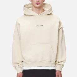 Logo Boxy Hoodie Washed Desert Sand Black Gum