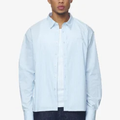 Raton Oversized Longsleeve Shirt Baby Blue White