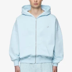 Leono Boxy Sweat Jacket Washed Baby Blue Baby Blue