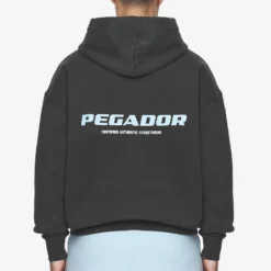 Colne Logo Oversized Hoodie Vintage Black Baby Blue