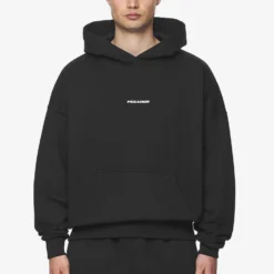 Logo Boxy Hoodie Washed Black White Gum