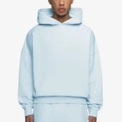 Logo Boxy Hoodie Washed Baby Blue White Gum