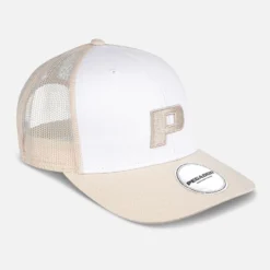 P Logo Baseball Trucker Cap White Desert Sand